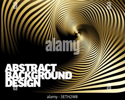 This abstract golden spiral background features elegant metallic stripes. The dynamic spiral background creates a luxurious optical illusion with a so Stock Vector