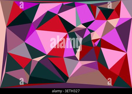 Abstract low poly background. rich tapestry of red, pink, and purple geometric shapes. modern polygonal design. dynamic art illustration. creative gra Stock Vector