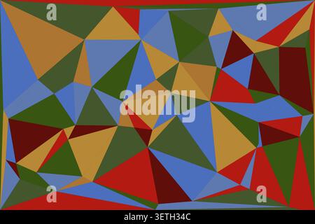 Abstract low polygon art background features geometric triangular shapes in an earthy color palette, creating a natural and warm illustration. Stock Vector