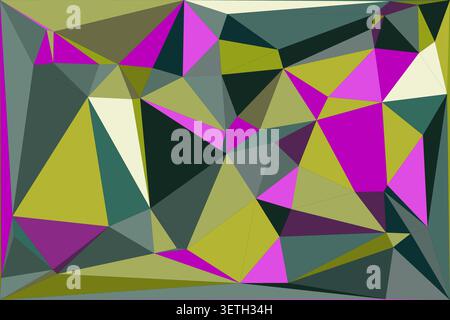 Abstract geometric mosaic background with polygonal shapes. vibrant colors create striking visual. modern low poly art. graphic design element. dynami Stock Vector