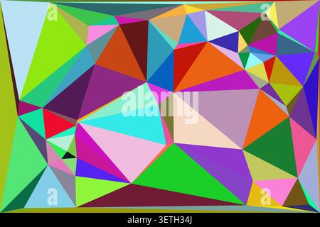 Abstract digital art, explosion of vibrant triangles and polygons, colorful geometric patterns, modern creative background design, dynamic composition Stock Vector