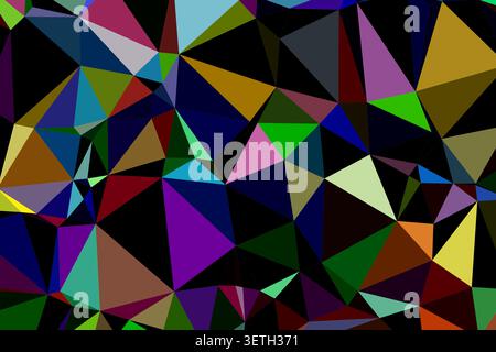 Sophisticated mosaic composition featuring irregular triangular shapes and polygons with matte finishes. Earthy tones blend with dark jewel hues to cr Stock Vector