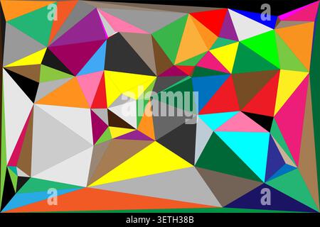 Vibrant abstract colorful low poly design features varied geometric shapes and triangles. Modern polygonal art creates a dynamic and diverse mosaic pa Stock Vector
