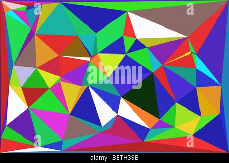Abstract multicolored low poly background composed of a vibrant array of geometric shapes and sharp angles, creating a dynamic and modern visual textu Stock Vector