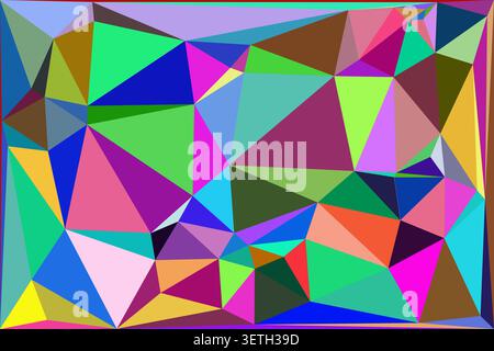 Abstract art background with geometric pattern, vibrant triangles and polygons in bright colors, modern digital design, creative composition Stock Vector