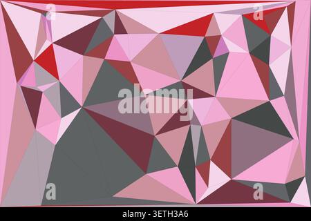 Triangular abstract pattern in pink and gray tones. Geometric shapes and lines create a modern, low poly design. Great for backgrounds and graphic des Stock Vector