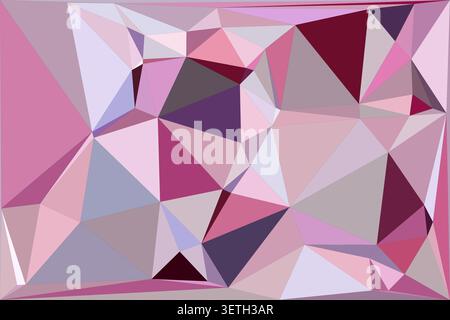 Abstract geometric design featuring soft pastel pink and purple triangles. Modern art style, minimalist polygonal background, creative digital artwork Stock Vector