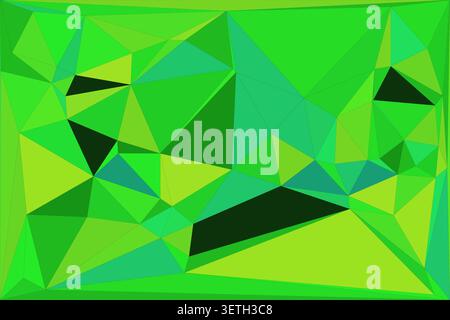 Abstract bright green low poly background with faceted triangles creating a dynamic and refreshing geometric texture, ideal for digital design Stock Vector