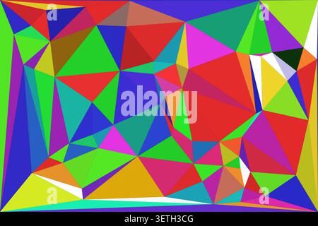 Vibrant abstract low poly background with a mosaic of colorful geometric shapes, creating a dynamic and energetic pattern suitable for modern designs Stock Vector