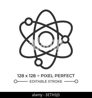 Atomic model pixel perfect line icon Stock Vector