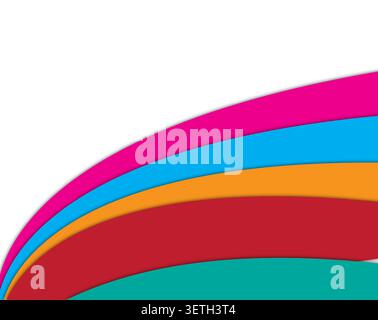 multi colored curved layers in pink blue and orange. creative wave border with soft drop shadows. minimalist professional layout for business document Stock Vector