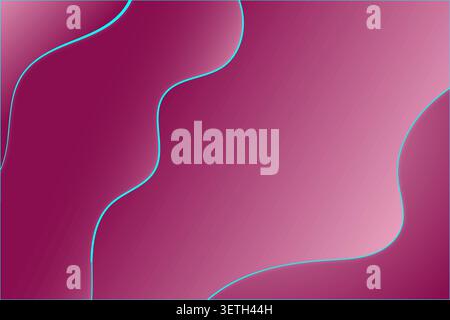 Dynamic flowing curves in shades of magenta and violet. Distinctive teal glowing outlines. Minimalist paper cut style layers. Gradient purple textures Stock Vector