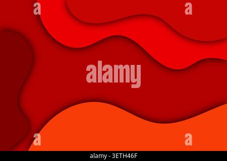 Energetic abstract design featuring bold red and orange flowing forms. Layered shapes with soft gradient shadows create depth and visual flair. Stock Vector
