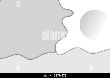 Organic fluid shapes interact with soft shadows and bright white space. Modern abstract art, flowing design, gentle curves, serene backdrop. Stock Vector