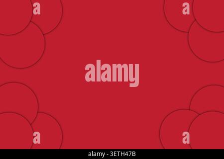 monochromatic red paper cut style with circular layers, sophisticated dimensional border effect, luxury crimson color palette, clean minimalist compos Stock Vector