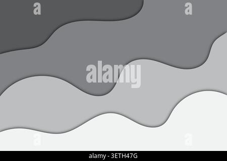 Smooth, undulating layers in gray and white create a soft, fluid abstract background. Gentle curves, subtle shadows, modern design. Stock Vector
