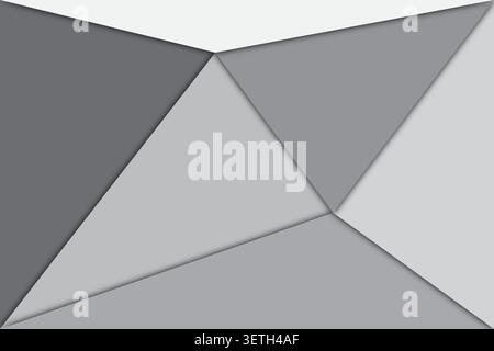 Layered geometric forms in various shades of gray create depth and interest. Modern abstract design, minimalist background, crisp edges. Stock Vector