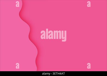 Simple pink background with a gentle wavy border on left. Soft shadow adds dimension and style. Clean and modern. Stock Vector