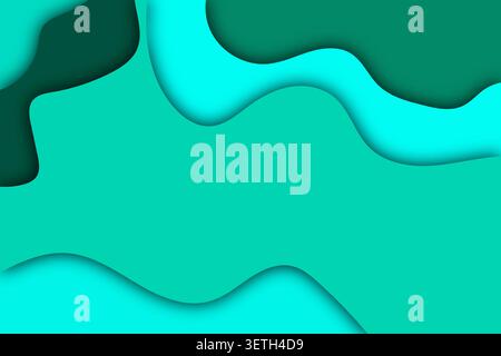 layered paper cut style with flowing organic shapes, vibrant green and blue color palette, dimensional shadow effect, contemporary minimal aesthetic, Stock Vector