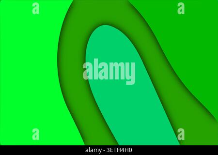 layered lime green waves creating depth and dimension. creative 3d vector style illustration. minimalist vibrant grassy aesthetic. professional geomet Stock Vector