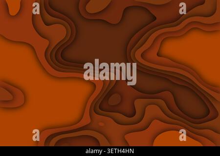 Abstract paper cut out background features various shades of burnt orange, creating a smooth and organic layered design with soft shadows and a modern Stock Vector