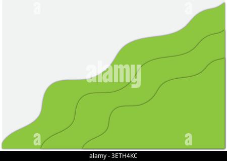 Abstract background featuring flowing, layered waves of green against a clean white backdrop. Organic shapes and subtle shadows suggest depth. Stock Vector