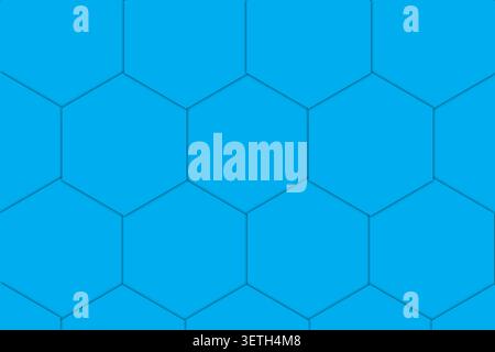 Seamless vibrant blue background displays a repeating hexagonal pattern. clean lines and subtle shadow effect create a modern and geometric design, su Stock Vector