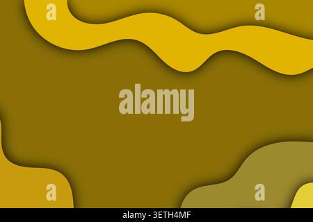 Abstract yellow and brown paper cut background with wave shapes, modern artistic backdrop for presentations, banners, or website header Stock Vector