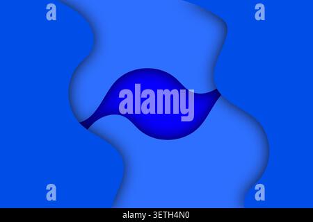 Abstract blue paper cut background with multiple wave shapes, elegant paper cutting art design for banner, presentation, or web page background Stock Vector