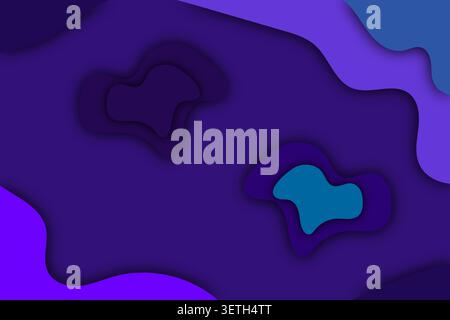 Abstract background with fluid, layered shapes in deep purple and vibrant teal. Shadows add depth to the organic, artistic composition. Stock Vector