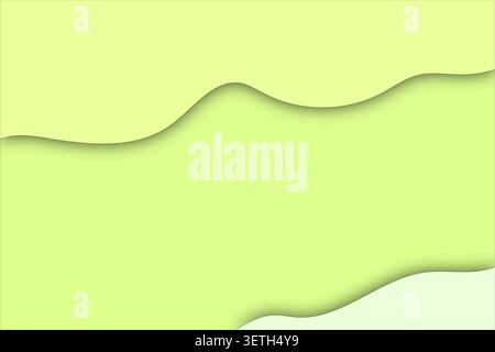 Soft green background with undulating layered shapes and gentle shadows. Simple, peaceful, and visually appealing design suitable for various light-he Stock Vector
