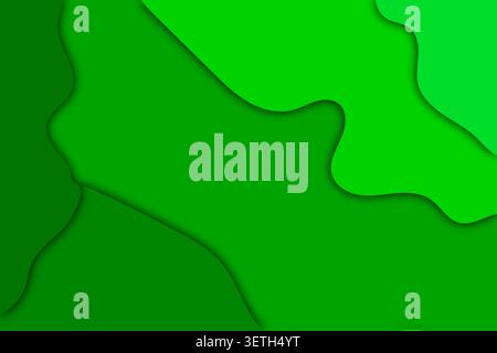 Modern abstract green paper cut background with multiple layers, varied shades of green, and smooth curved shapes creating depth and dimension. Stock Vector
