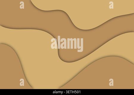 Abstract background in natural brown and beige tones. Features organic wavy shapes with soft, layered shadows for a modern feel. Stock Vector