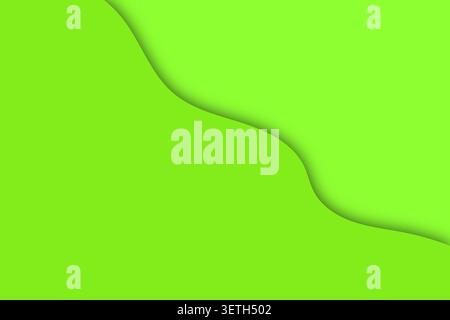 A bright green abstract backdrop featuring smooth, undulating lines and soft, blended shadows. Modern, clean, and energetic visual. Stock Vector