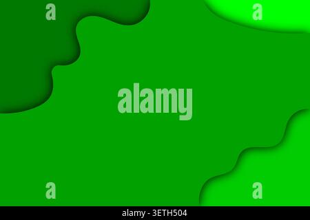 Vibrant green abstract background with fluid wavy shapes and soft shadows. Modern design with bright colors and smooth transitions. For presentations. Stock Vector