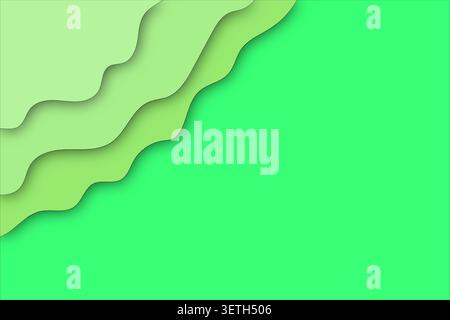 Serene composition featuring multiple shades of green in organic wavy shapes concentrated in corner area leaving wide open space for text and minimali Stock Vector