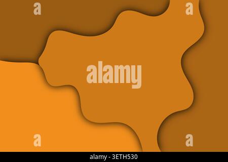 Autumnal color palette featuring layered amber and chocolate brown fluid shapes with realistic shadows. Rich textured design ideal for seasonal market Stock Vector