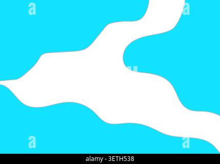 Curved white shapes on blue. Abstract fluid background. Modern design element. Smooth organic lines. Stock Vector