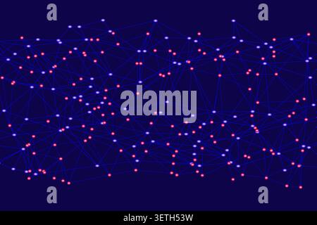 Complex abstract network, data visualization, digital connections, random pattern, vibrant points, tech concept, futuristic design, creative art. Stock Vector