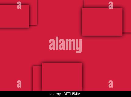 Abstract red background showcases minimalist rectangular shapes. Design creates a subtle shadow effect, adding depth and modern simplicity to composit Stock Vector