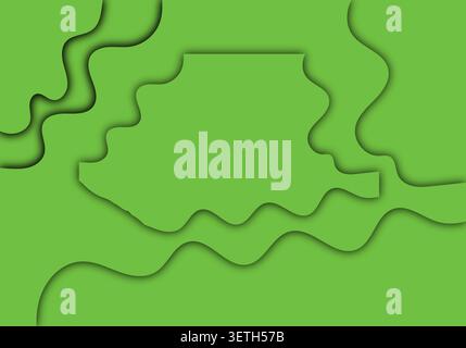 Green paper cut background features elegant wavy shapes, creating a modern and clean design with captivating depth and shadow effects. Stock Vector