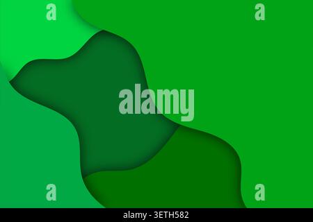Abstract green color paper cut background, creative design, seamless looping animation, modern design concept, smooth flowing waves, beautiful backdro Stock Vector
