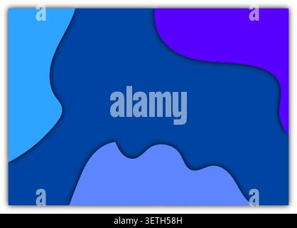 Elegant composition of blue tones ranging from cyan to navy in fluid layered forms. Soft shadow effects create depth in this clean minimalist design s Stock Vector