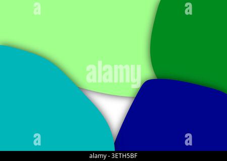 Contemporary art composition with smooth rounded forms. Layered paper cut design with drop shadows for depth. Cool color scheme with turquoise and lim Stock Vector