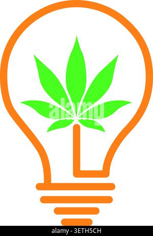 Eco-Friendly Innovation Concept Featuring Cannabis Leaf Inside Lightbulb Symbol Stock Vector