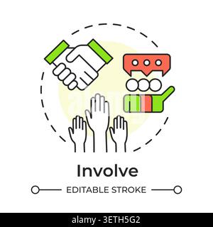 Involve multi color concept icon Stock Vector