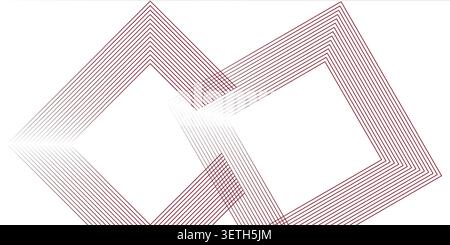 Clean abstract design featuring interlocking geometric squares formed by gradient lines on white background, suggesting connection and structure. Stock Vector