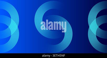 Abstract neon blue wallpaper featuring luminous curved lines, high tech digital art with geometric patterns, vibrant glow effect for technological pre Stock Vector