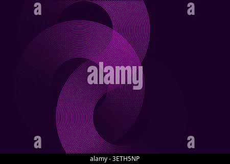 Two graceful curved shapes overlapping, composed of thin parallel lines, abstract visual design, soft purple tones Stock Vector