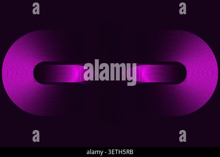 Abstract image dark background with two symmetrical purple geometric shapes. Horizontal lines create depth and movement, futuristic and modern design. Stock Vector